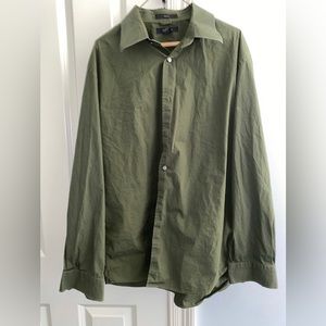 Express stretch button front shirt Mens XL dark olive / army green